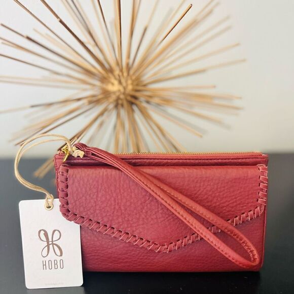 Hobo Pocket Leather Wristlet Wallet Clutch, Wrist Strap, Cash, Cards, PORT, NWT - Picture 15 of 16